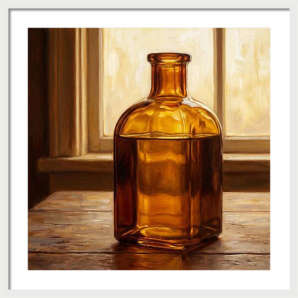 Amber Glass Bottle Still Life