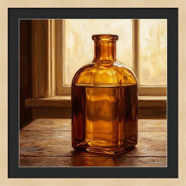 Amber Glass Bottle Still Life