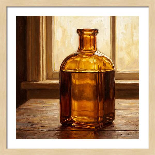 Amber Glass Bottle Still Life