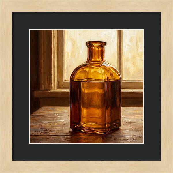 Amber Glass Bottle Still Life