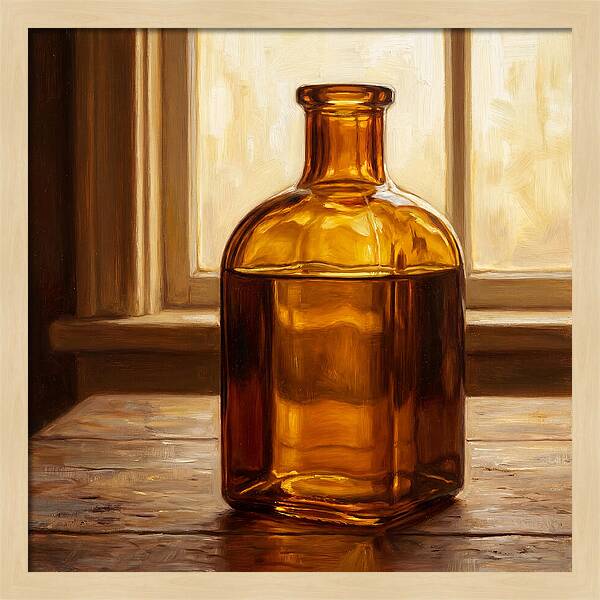 Amber Glass Bottle Still Life