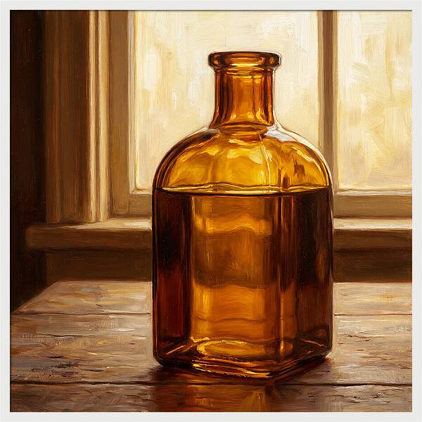Amber Glass Bottle Still Life