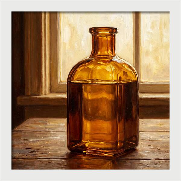 Amber Glass Bottle Still Life