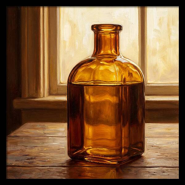 Amber Glass Bottle Still Life