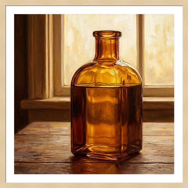 Amber Glass Bottle Still Life