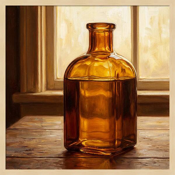 Amber Glass Bottle Still Life