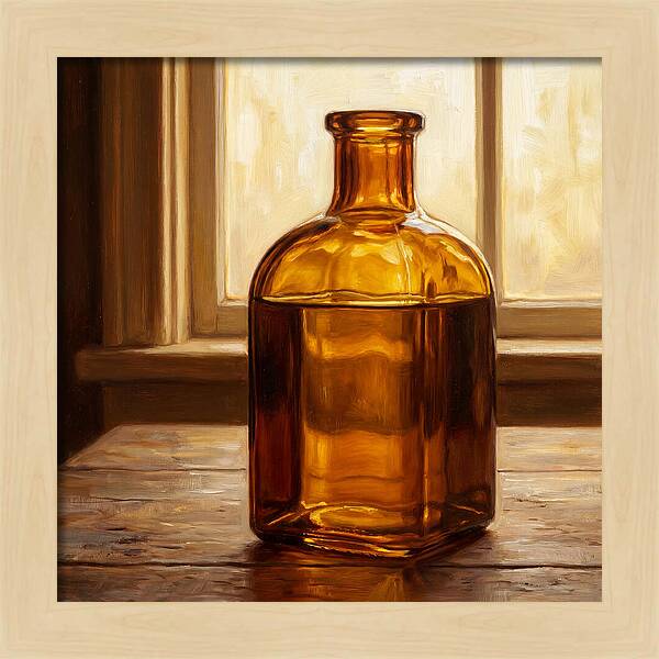 Amber Glass Bottle Still Life