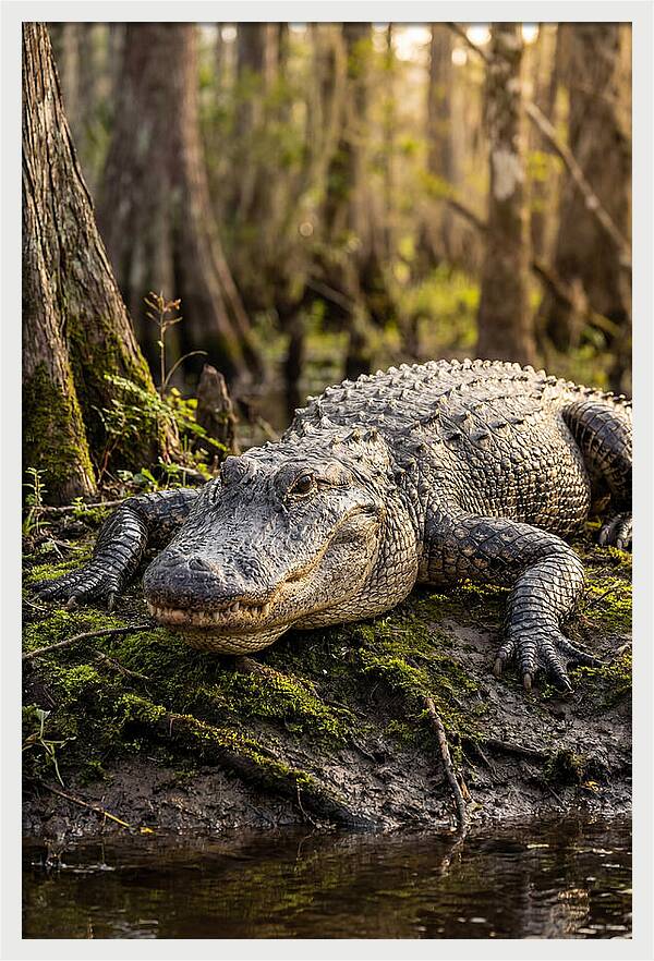 American Alligator Basking In Sun
