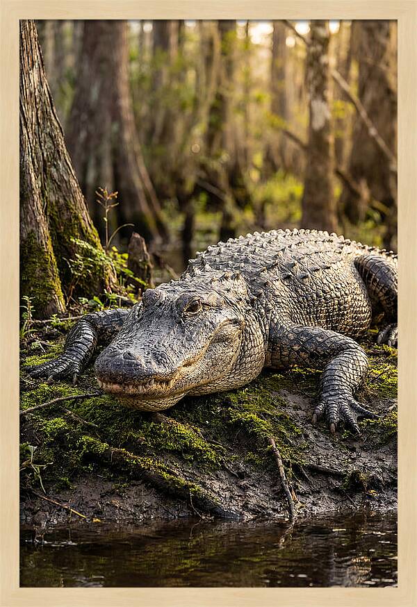 American Alligator Basking In Sun