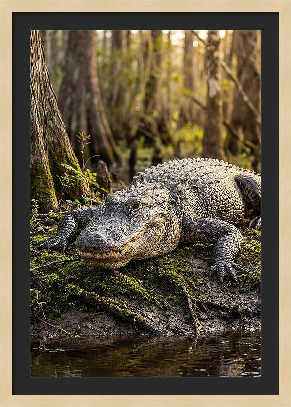 American Alligator Basking In Sun