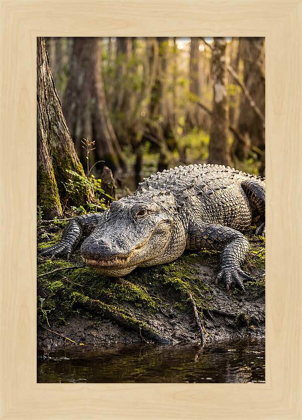 American Alligator Basking In Sun