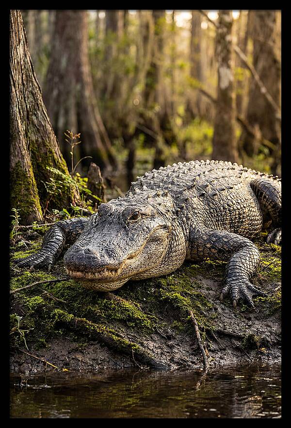 American Alligator Basking In Sun