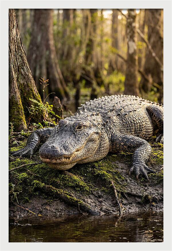 American Alligator Basking In Sun
