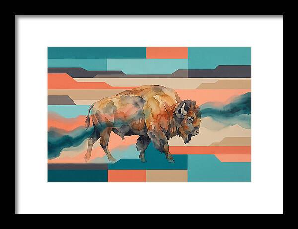 American Bison In Abstract Colors