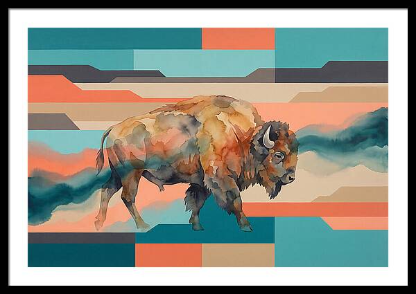 American Bison In Abstract Colors
