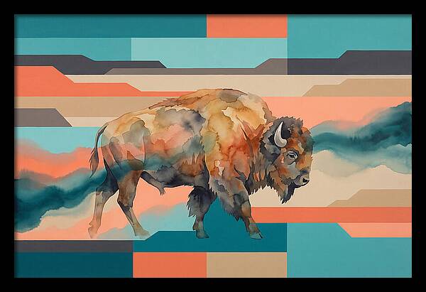 American Bison In Abstract Colors