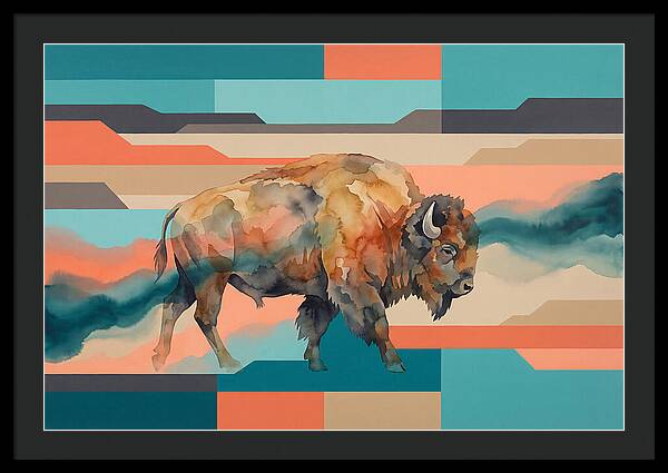 American Bison In Abstract Colors