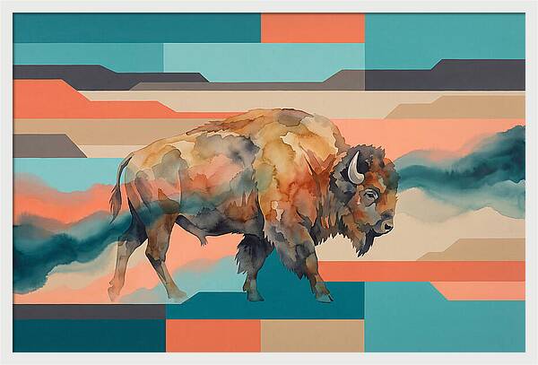 American Bison In Abstract Colors