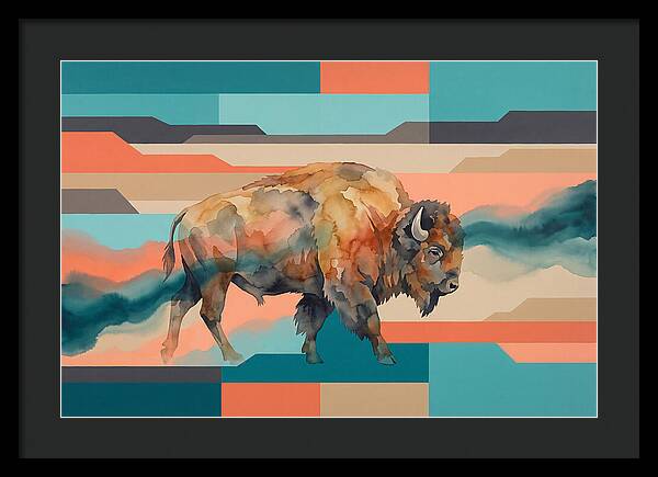 American Bison In Abstract Colors