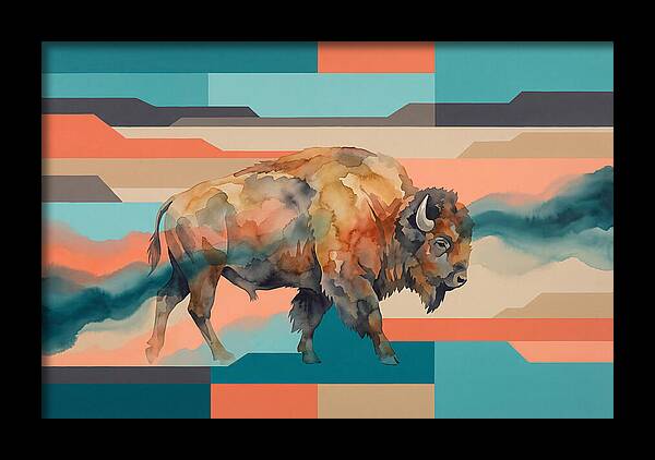 American Bison In Abstract Colors