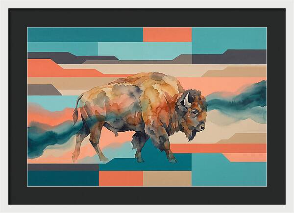 American Bison In Abstract Colors