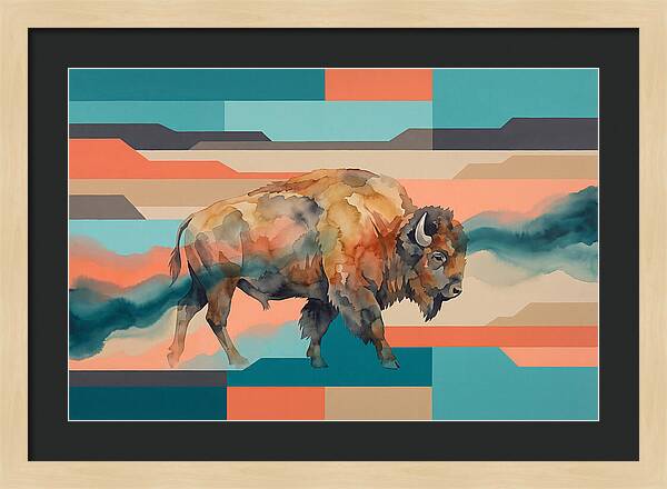 American Bison In Abstract Colors