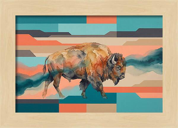 American Bison In Abstract Colors