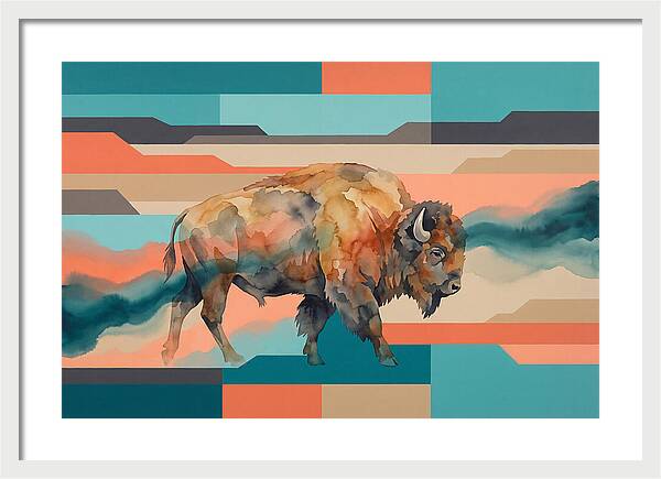 American Bison In Abstract Colors