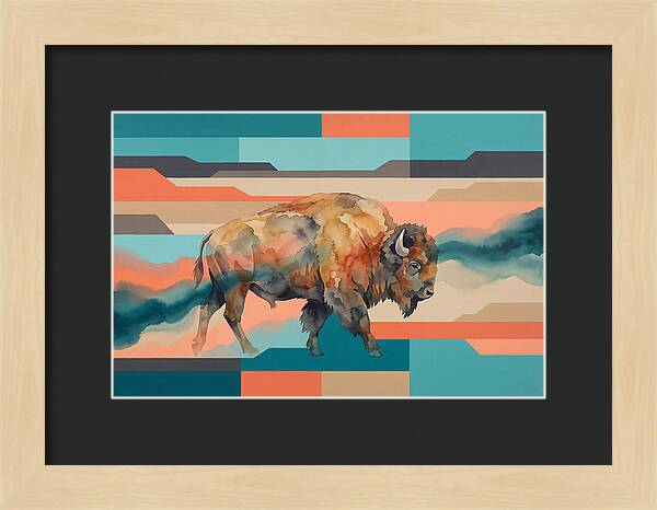 American Bison In Abstract Colors