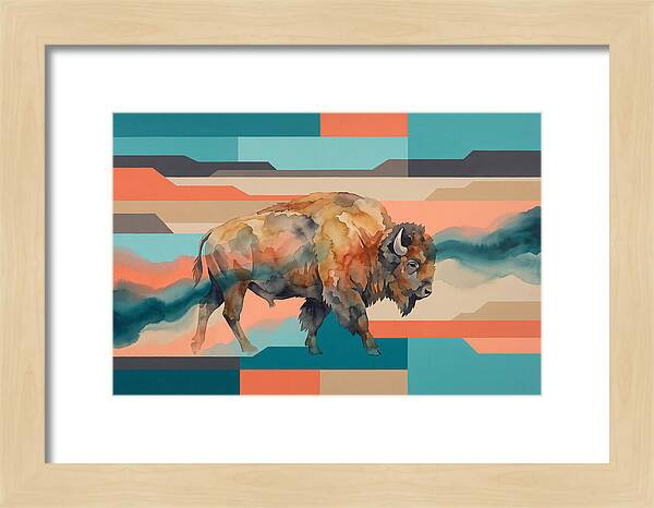 American Bison In Abstract Colors