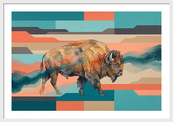 American Bison In Abstract Colors