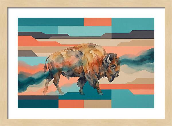 American Bison In Abstract Colors