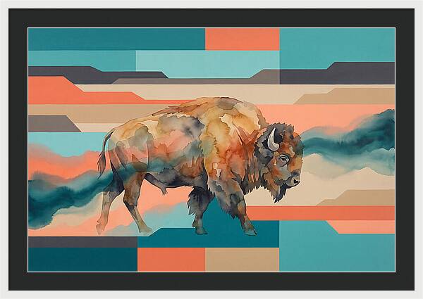 American Bison In Abstract Colors