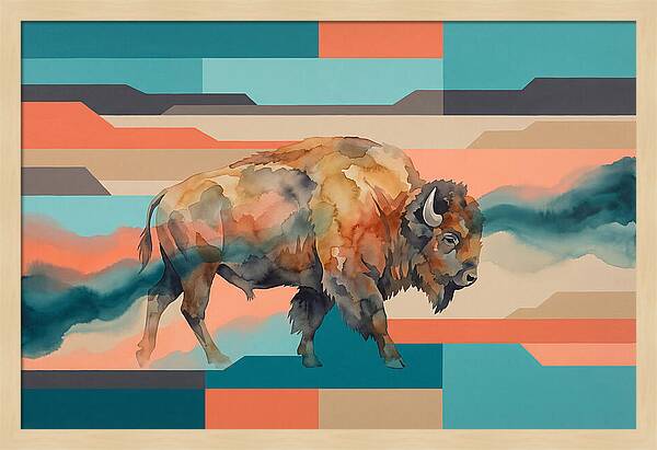 American Bison In Abstract Colors