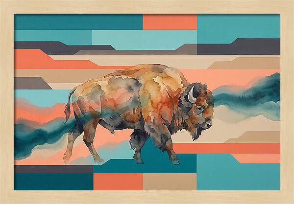 American Bison In Abstract Colors