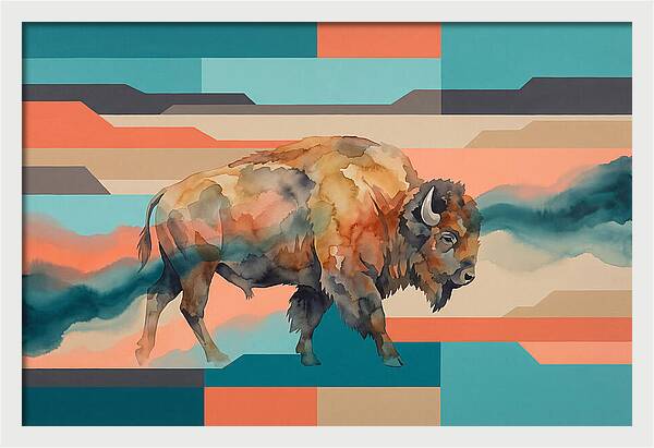 American Bison In Abstract Colors