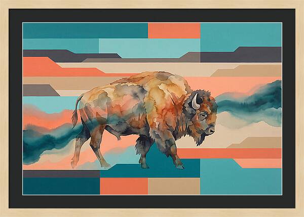 American Bison In Abstract Colors