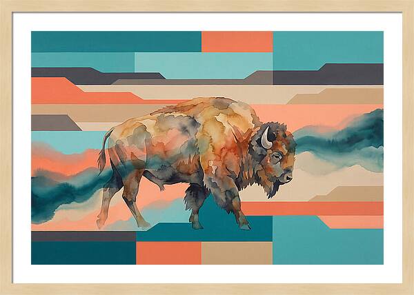 American Bison In Abstract Colors
