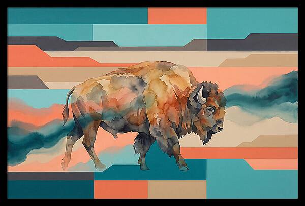 American Bison In Abstract Colors