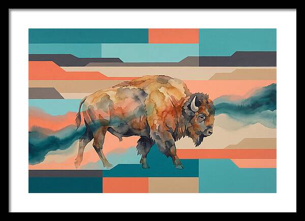 American Bison In Abstract Colors