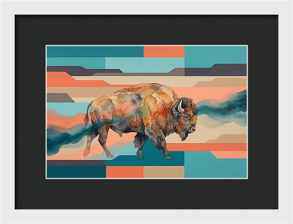American Bison In Abstract Colors