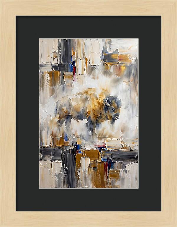 American Bison In Abstract Landscape