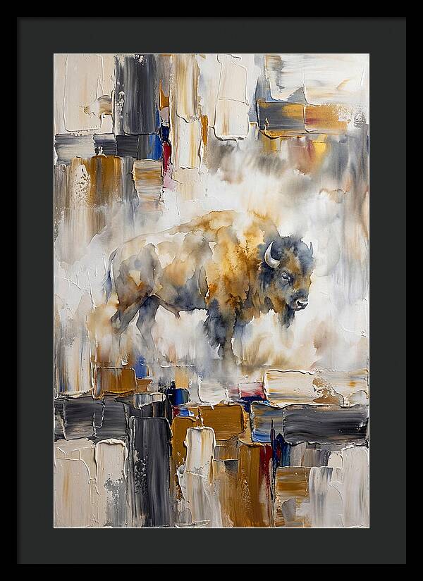 American Bison In Abstract Landscape