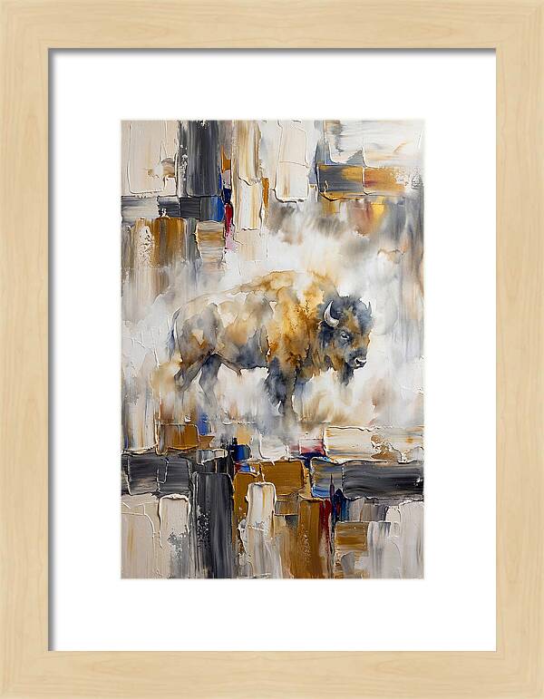 American Bison In Abstract Landscape