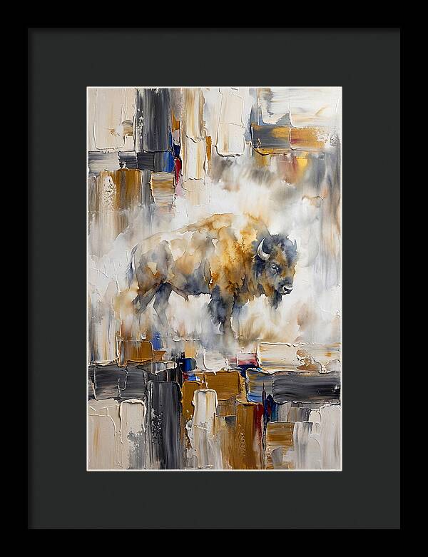 American Bison In Abstract Landscape