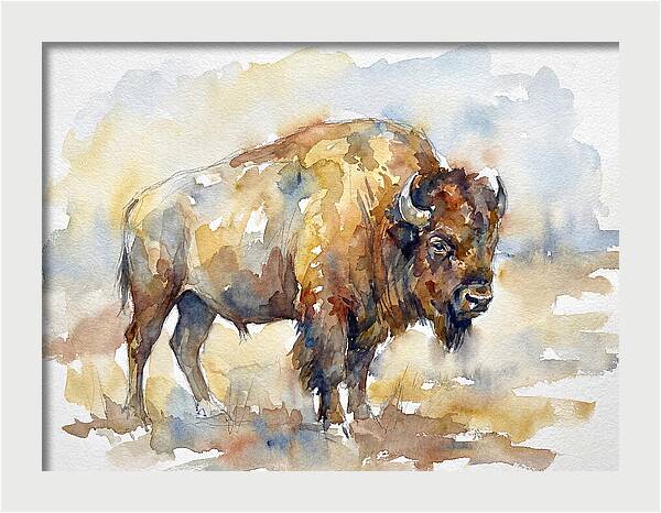 American Bison In Watercolor