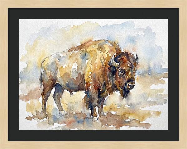 American Bison In Watercolor