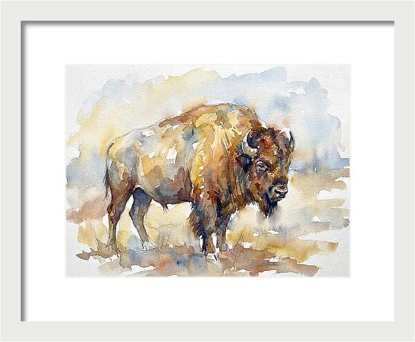 American Bison In Watercolor