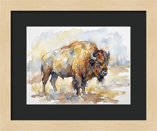 American Bison In Watercolor