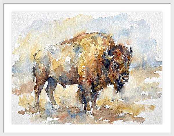 American Bison In Watercolor